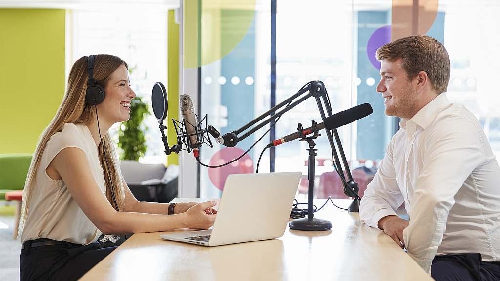 Podcasting in an office