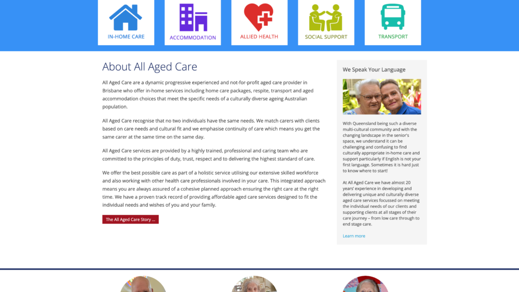 All Age Care website